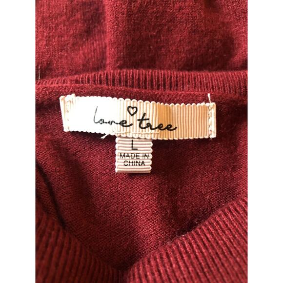 Turtleneck Sweater Womens Sz Lg Fitted Solid Red Embellished Cuffs Long Sleeves - Picture 8 of 10